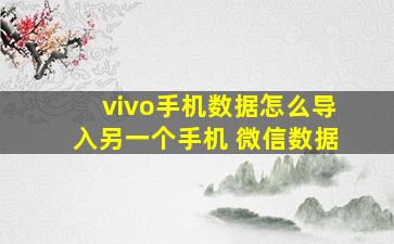 vivo手机数据怎么导入另一个手机 微信数据